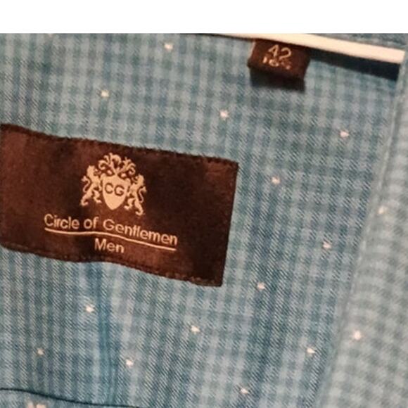 Preowned Circle of Gentlemen Button Down Dress Shirt - Size 16.5 / 42 Blue - Picture 15 of 16